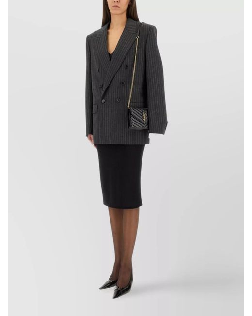 Saint Laurent Black Cassandre Double-Breasted Jacket