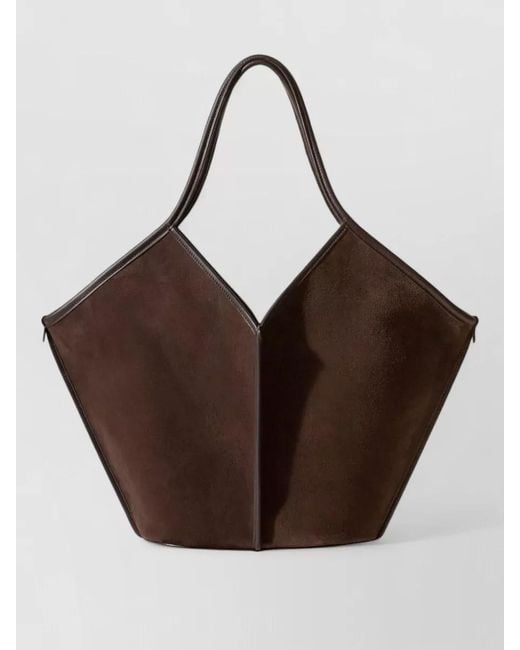Hereu Brown Calella Suede Leather Shoulder Tote Bag