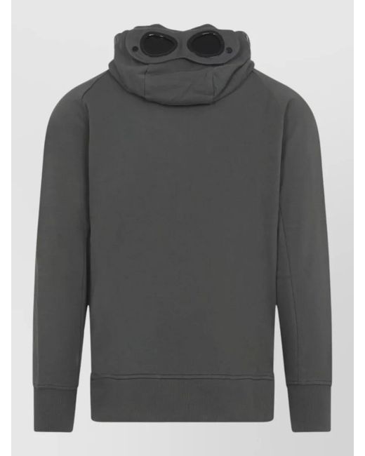 C P Company Gray Hooded Jacket Goggles Hood Drawstring Hem for men