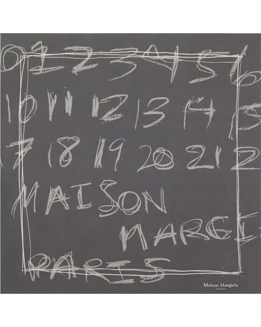 Maison Margiela Gray Silk Printed Scarf