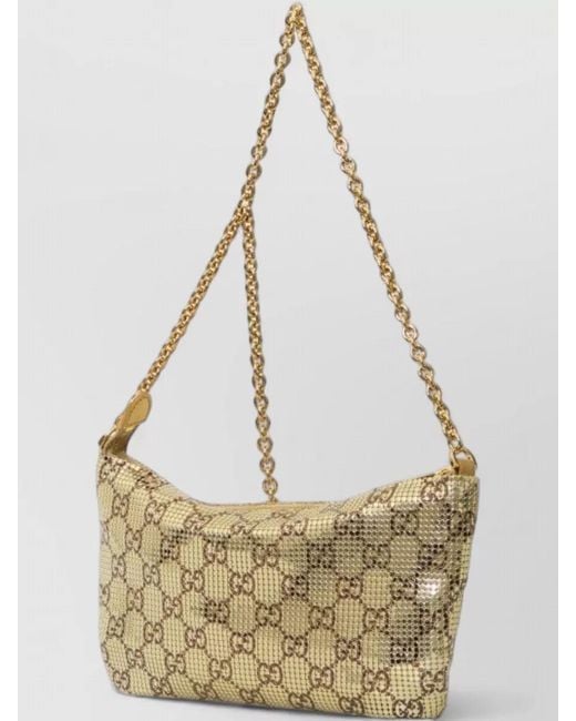 Gucci Natural Evening Bag Metal Mesh Charm Chain