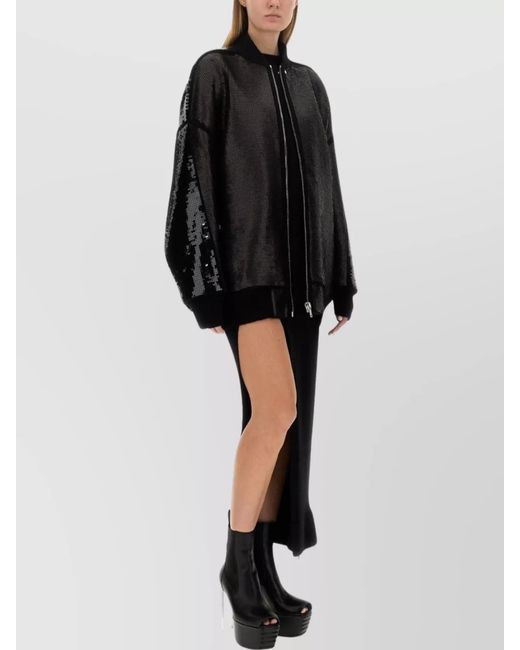 Rick Owens Black Wool Relaxed-Fit Bomber Jacket