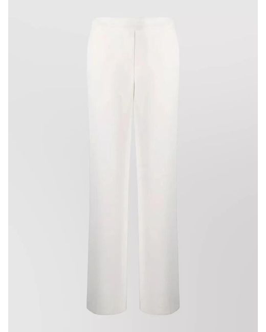 P.A.R.O.S.H. White High Rise Wide Leg Pants Elastic Waistband
