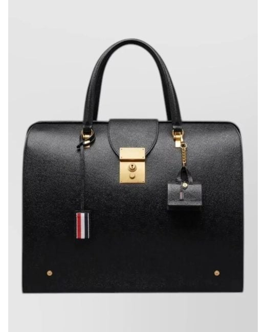 Thom Browne Black Soft Mr Thom Caviar Agneau Keyring for men