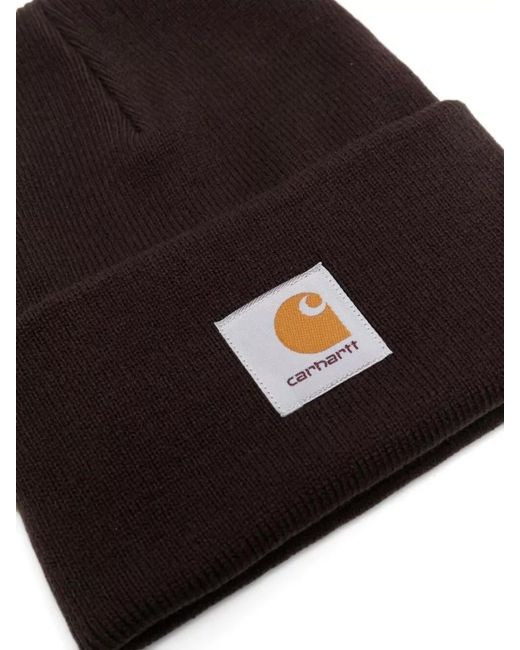Carhartt Black Logo Beanie Casual Style Folded Design for men