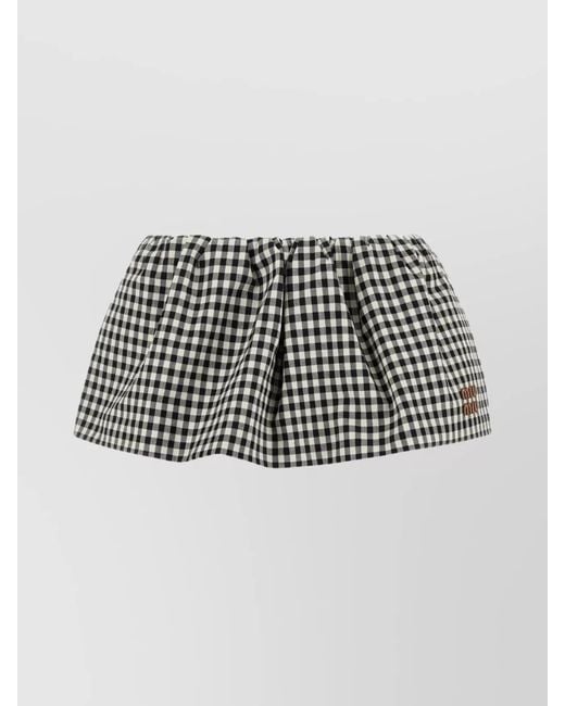 Miu Miu Metallic Cotton Checked Mini Skirt