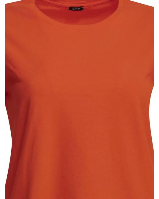 Apuntob Orange Crew Neck Regular Fit Short Sleeve Top