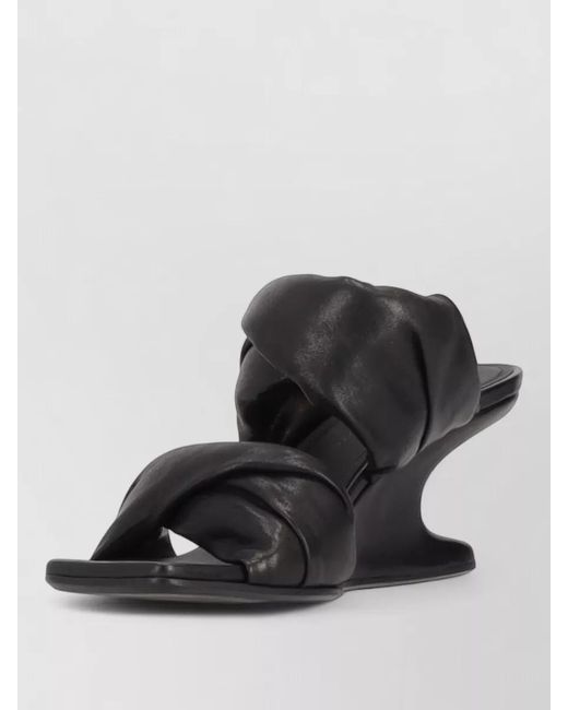 Rick Owens Black Cantilever Sandals Sculptural Heel Twisted Straps