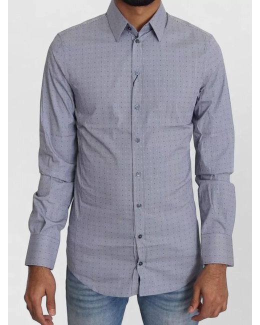 Dolce & Gabbana Blue Sicilia Semi Fitted Formal Dress Shirt for men