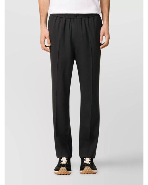 AMI Black Wool Straight-Leg Trousers for men