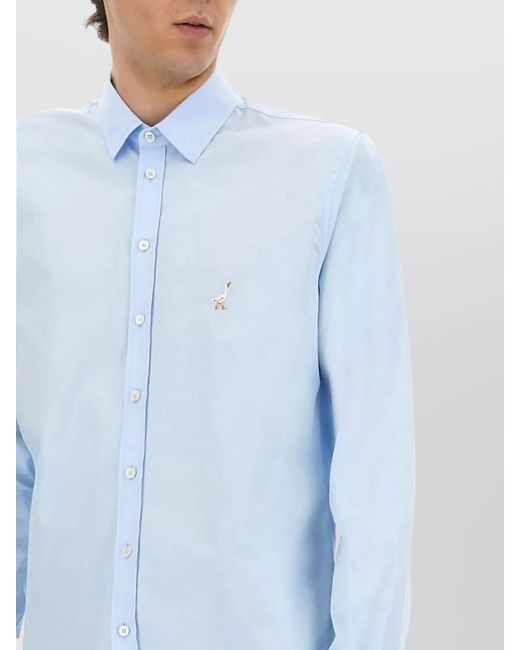 Moschino Blue Cotton Poplin Shirt for men