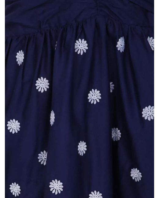 Farm Rio Blue Sleeveless Midi Dress Halter Neck Embroidery