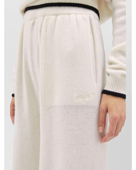 MSGM White Cashmere Wide-Leg Trousers