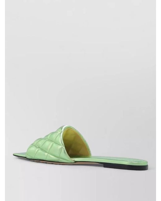 Bottega Veneta Green Calfskin Flat Sandals