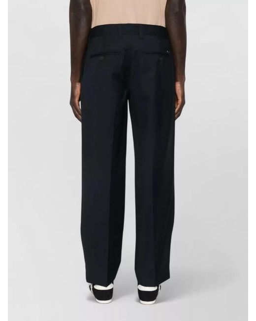 Emporio Armani Black Wool Trousers Straight Leg Pressed Crease for men