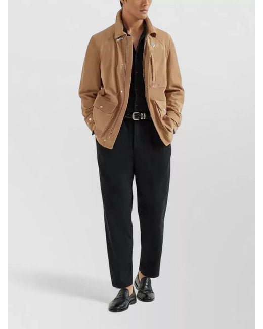 Brunello Cucinelli Brown Suede Field Jacket for men