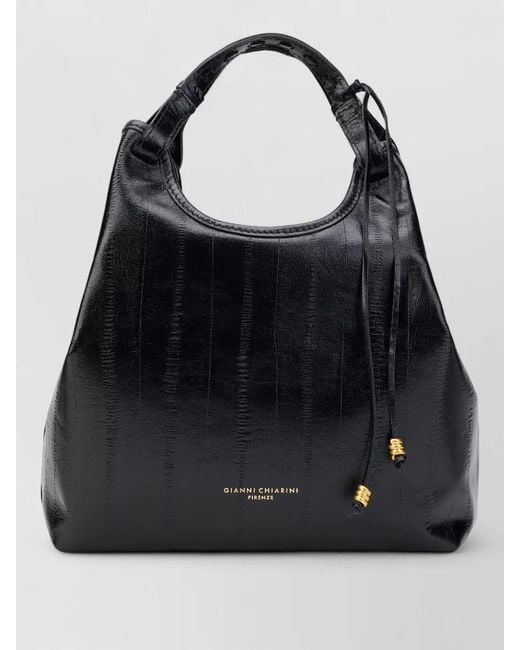 Gianni Chiarini Black Hobo Shoulder Bag Adjustable Strap Hardware