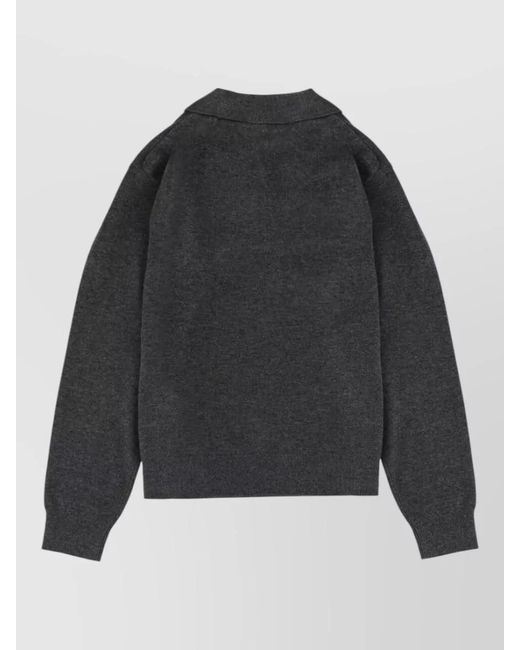THE GARMENT Gray Polo Shirt Como Collared Ribbed Cuffs Hem