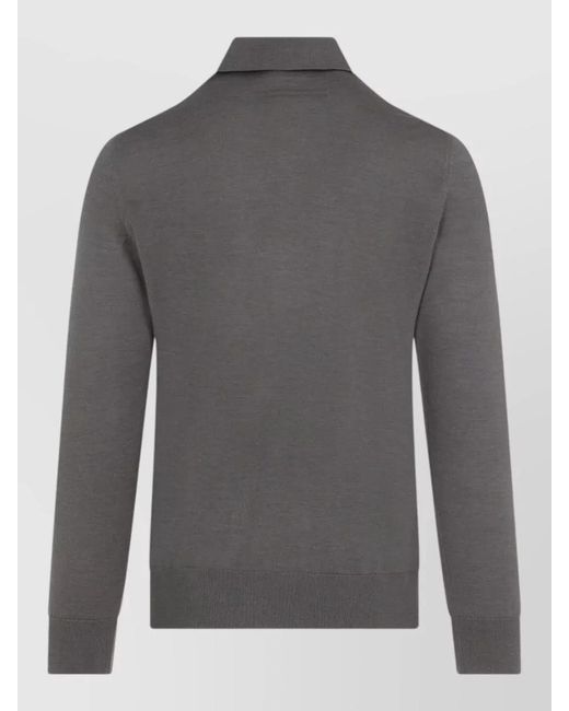 Zegna Gray Polo Sweater Collared Design Ribbed Finishes for men