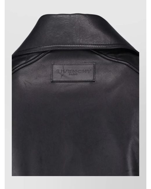 Givenchy Black Coat Notched Lapels Side Pockets Adjustable Straps for men