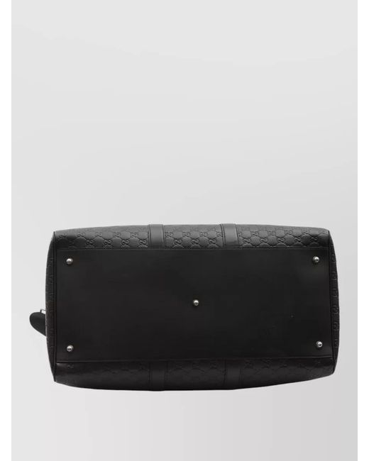 Gucci Black Gg Enblem Large Leather Duffle Bag
