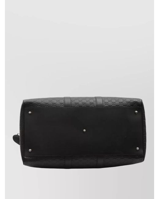Gucci Black Gg Emblem Large Leather Duffle Bag