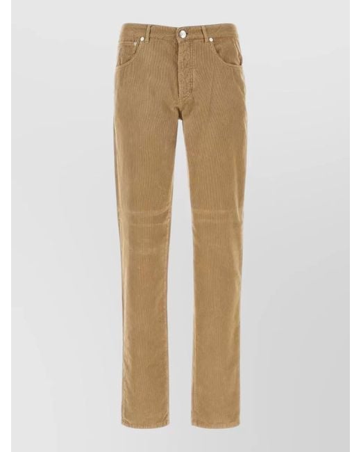 Brunello Cucinelli Natural Corduroy Five Pocket Tailored Pants Belt Loops for men