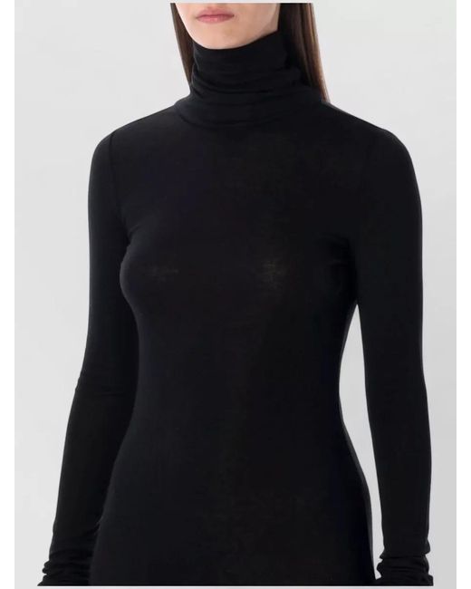 THE GARMENT Black Maxi Dress High Neck Long Sleeve Sheer