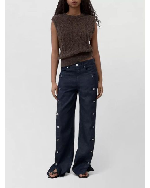 Closed Brown Wool Blend Vest Cable Knit Crew Neck