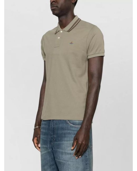 Vivienne Westwood Natural Striped Cotton Short-Sleeve Polo Shirt for men