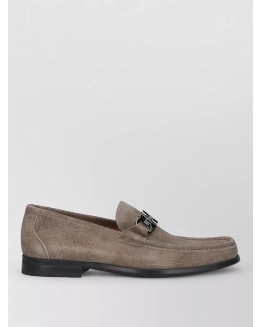 Ferragamo Gray Leather Loafers for men
