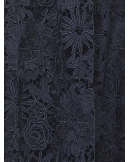 ROTATE BIRGER CHRISTENSEN Blue Lace Strapless Floral Midi Dress