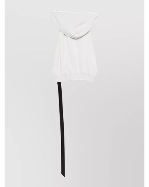 Rick Owens White Cyclops Sleeveless Knit Hooded Top