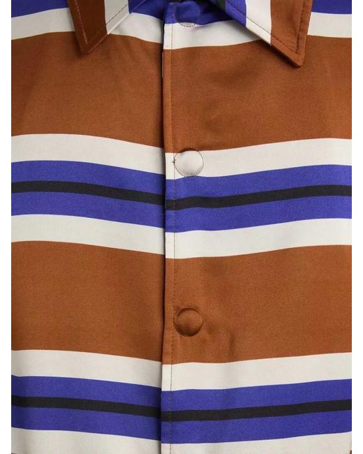 Dries Van Noten Blue Striped Jacket Long Sleeves Pockets for men