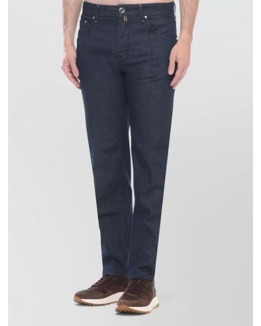 Jacob Cohen Blue Straight Leg Jeans Belt Loops Handkerchief for men