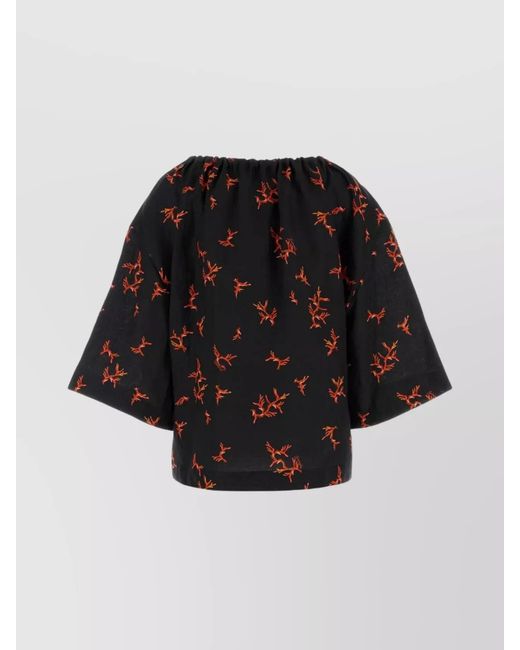 Fendi Black Printed Linen Blouse