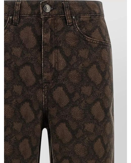 ROTATE BIRGER CHRISTENSEN Brown Animal-Print Denim Straight-Leg Trousers