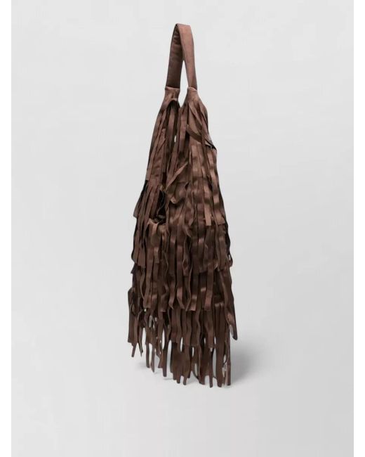 La Milanesa White Fringed Bucket Bag
