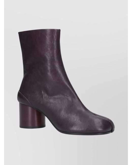 Maison Margiela Purple Split-Toe Dark Leather Ankle Boots