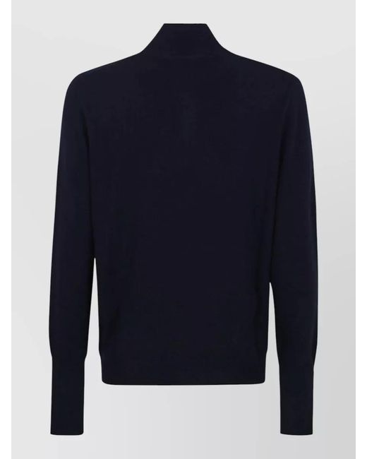Ballantyne Blue Cashmere High Neck Half Zip Sweater for men