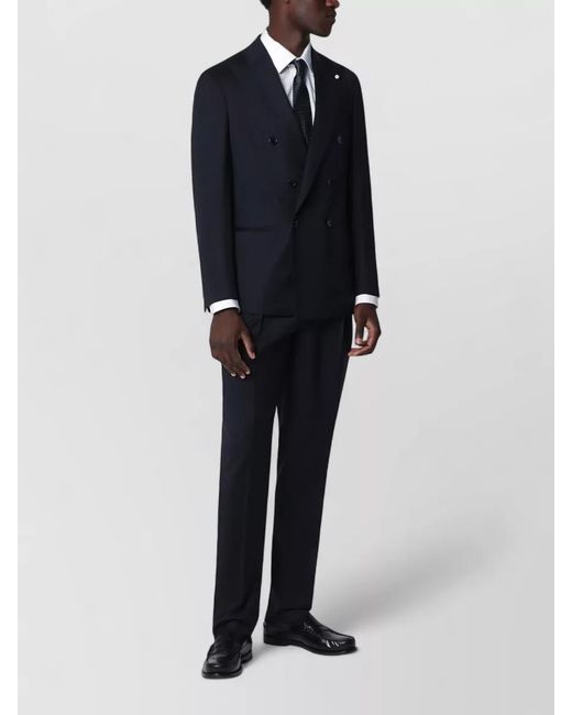 Luigi Bianchi Blue Tailored Pleated Straight Pants Belt Loops for men