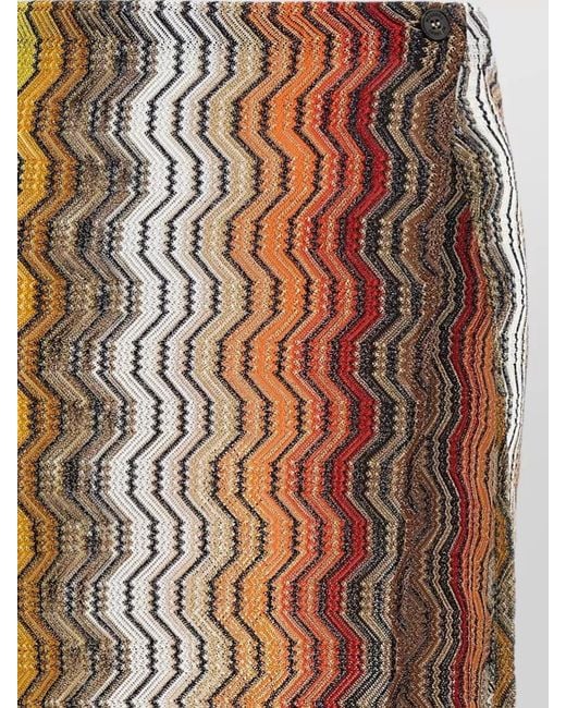 Missoni Multicolor Greek Zigzag Pattern Raschel Midi Skirt