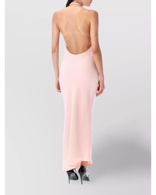 The Attico Pink Asymmetric Halterneck Maxi Dress