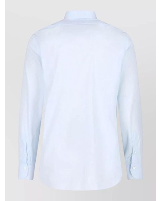 Finamore 1925 White Shirt Button Down Collar Curved Hem Long Sleeves for men