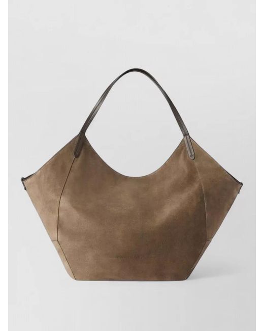Brunello Cucinelli Brown Tote Bag Dual Handle Silk Nylon