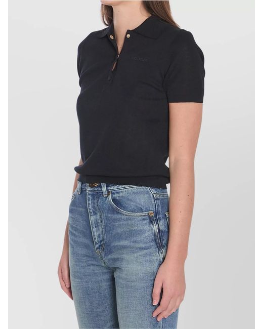 Moncler Black Short-Sleeve Slim-Fit Polo Shirt