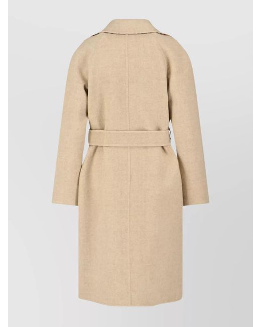 Burberry Natural Wool Reversible Belted Robe Coat