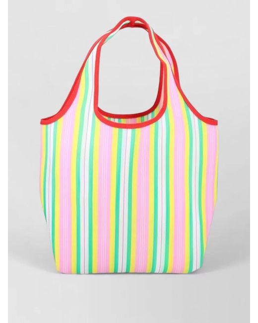 A.P.C. White Ninon Tote Bag Dual Handles Striped