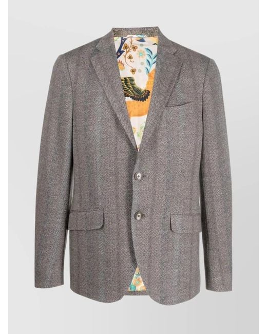 Etro Gray Regular-Fit Jersey Blazer for men