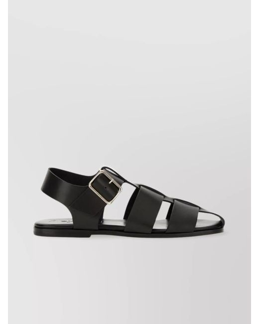 Aeyde Black Strappy Open Toe Flat Sole Sandals